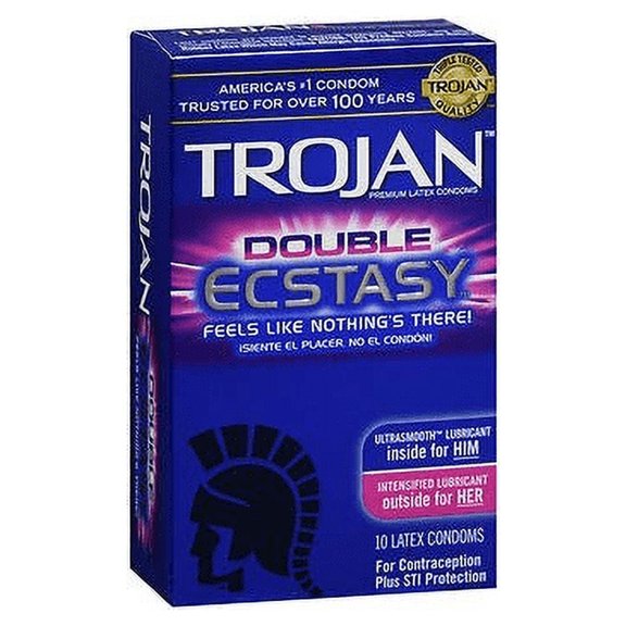 Trojan Premium Latex Condoms Double Ecstasy - 10ct, Pack of 3