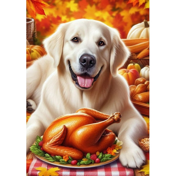 Golden Retriever White -  Best of Breed DCR Thanksgiving Garden Flag 12" x 17"