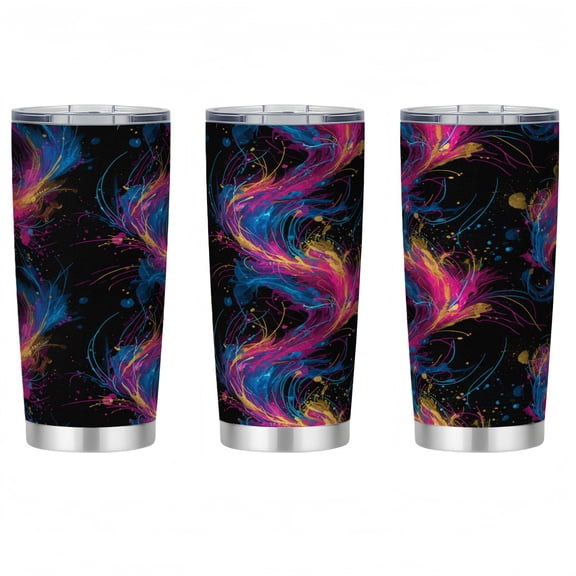 20 Ounce 1-Piece Pack Cosmic Swirl Pattern 304 Stainless Steel Insulated Tumbler with Straw - Leak-Resistant Car Cup for Outdoor & Daily Use