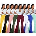 thumbnail image 2 of Pantalones adelgazantes de seda de leche cepillada doble de color sólido de moda para mujer Pantalones acampanados Wish, 2 of 6