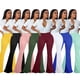 thumbnail image 2 of Pantalones adelgazantes de seda de leche cepillada doble de color sólido de moda para mujer Pantalones acampanados Wish, 2 of 6
