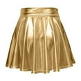 thumbnail image 3 of MIXUE Skirts For Women Summer Solid Color Pleated High Waist A Line Mini Skirt Holiday Wear,Gold,S, 3 of 5