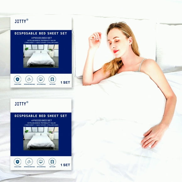 TravelEase Bedding Bundle - Disposable Bed Sheets, Pillow Case, and Quilt Cover for Hotel, Spa, Business Trip, and Hospital Use. Convenient 2 Pack.