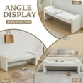 thumbnail image 6 of 58.7" End of Bed Bench,Upholstered Modern Bedroom Bench for Living Room & Entryway, Easy Assembly, Footrest Ottoman Accent Window Bench with Solid Wood Frame & Curved Arm, White, 6 of 9