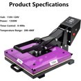 thumbnail image 6 of Miniyam Heat Press Machine, DIY Heat Transfer Machine for T-Shirt/Mouse Pad/Pillow/Canvas, Purple, 6 of 8