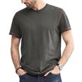 thumbnail image 3 of Nnhblu Men Short Sleeve Cotton Stand-up Collar Slim Mens Shirts Gray M, 3 of 6