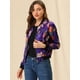 thumbnail image 2 of Cazadora bomber Floral Allegra K Morado oscuro S, 2 of 6