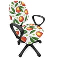 thumbnail image 1 of Fruits Office Chair Slipcover, Repeated Peaches with Leaves and Polka Dots on Plain Background, Protective Stretch Decorative Fabric Cover, Standard Size, White Vermilion and Fern Green, by Ambesonne, 1 of 5