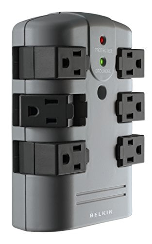 Pivot Plug Surge Protector 6 Outlets, 1080 Joules, Gray