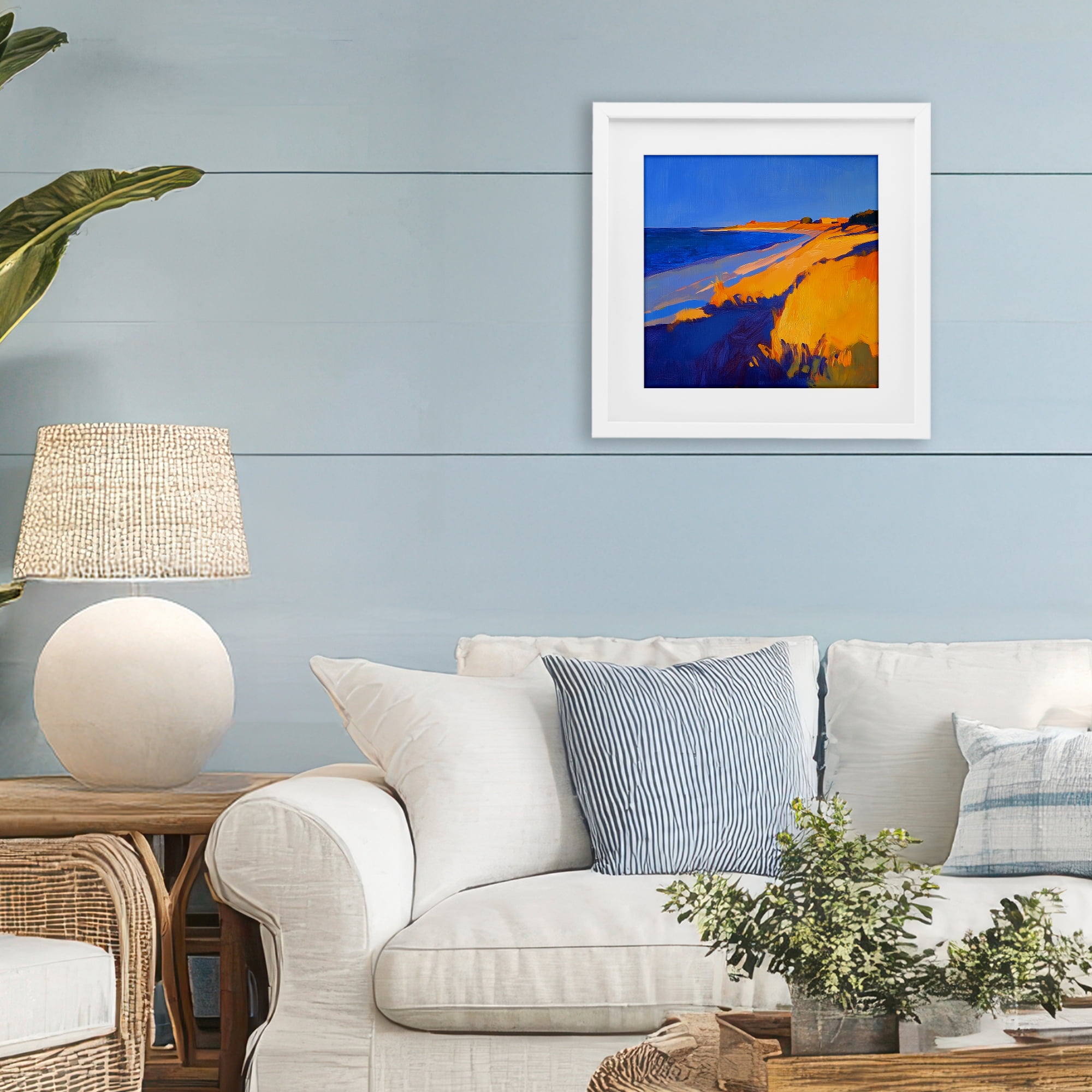 Stupell Industries Complimentary Coast Seascape White Framed Print Under Glass, design by Walker Noble