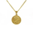 thumbnail image 1 of Collar LINLINCHIC chapado en oro de 18 quilates con moneda de Jesús para hombre y mujer, 1 of 4