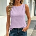 thumbnail image 5 of VBVC Women's Cotton Linen Crew Neck Tank Tops , Ladies' Loose Fit Casual Summer Basic Blouses , Soft Lightweight Sleeveless Tees For Women,Purple,S-2XL, 5 of 9