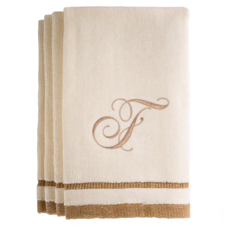 Monogrammed Ivory Fingertip Towels Set of 4