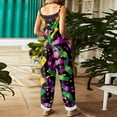 thumbnail image 3 of Fgvctg Mardi Gras Overalls for Women Sleeveless Carnival Party Spaghetti Straps Overalls Cute Wide Leg Pant Mask Graphic Bib Overalls Romper Sprimg Pants With Pockets Purple XXXL, 3 of 4