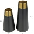 thumbnail image 3 of DecMode 11", 8"H Black Stainless Steel Vase with Gold Rims, Set of 2, 3 of 7
