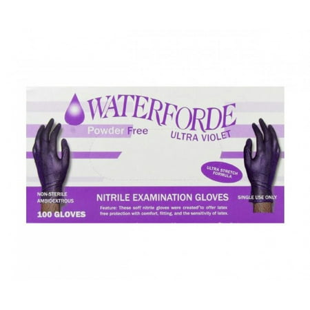 Waterforde Ultra Violet Powder Free Nitrile Exam Gloves, Small, Box