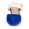 thumbnail image 5 of BLISSFUL STEP Outfit Women's Pointy Toe Block Heel Dress Mules Pumps Blue White 8, 5 of 6
