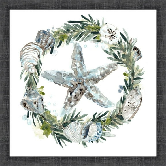 Great Art Now Coastal Christmas Shell I by June Erica Vess, Framed Wall Art, 17.5W x 17.5H