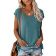 thumbnail image 2 of Lindreshi Tank Tops for Women Fashion Woman Causal V-Neck Solid Blouse Sleeveless T-Shirt Summer Tops, 2 of 6