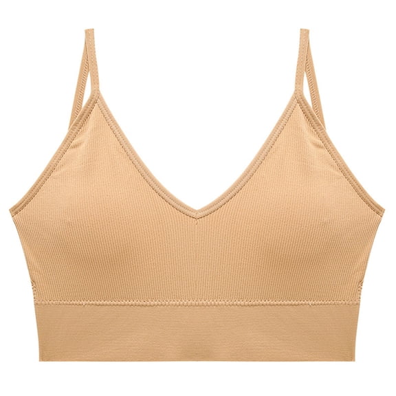 Lixiuxyad Tank Top Camisole Seamless Deep V Neck Camisole For Stretch Sleeveless Tank Top With Built In Bra Comfortable Everyday Wear,Beige