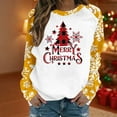 thumbnail image 2 of Fall Fashion Must Haves Womens Festive Round Neck Pullover Sweatshirt Long Sleeve Merry Christmas Print Top Red Raglan Sleeve Shirt My Items, 2 of 5