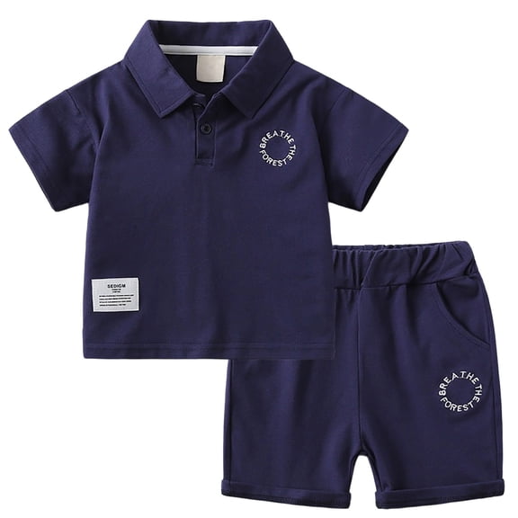 Boys Short Set School Uniform Polo Shirts and Shorts Lounge Sets Summer Casual Athletic Vacation Beach Outfits