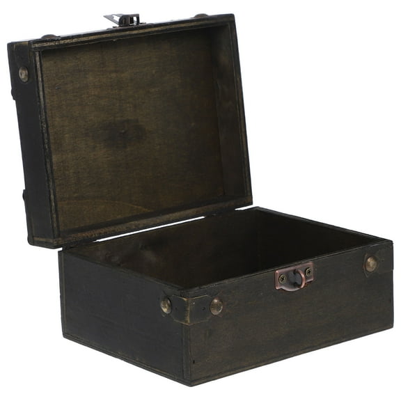 CIMAXIC 1Set Gray Wooden Treasure Chest Box for Men to Store Documents and Small Items 5.89X4.72X3.14In