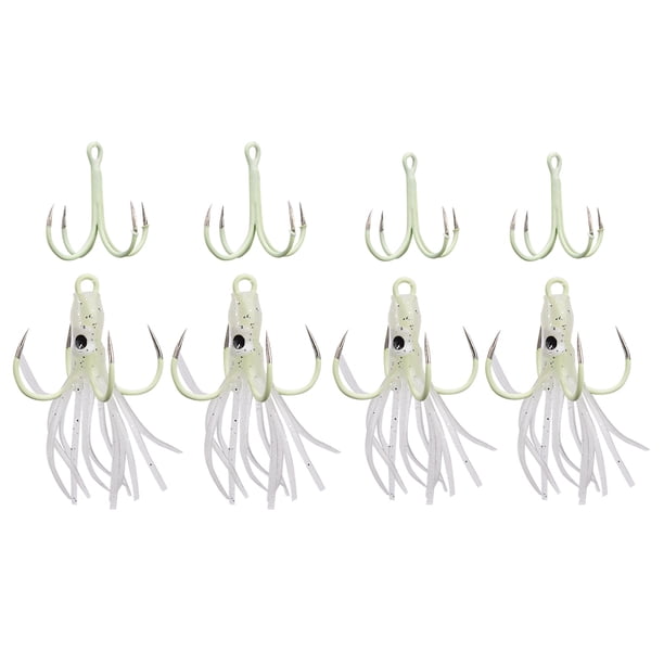 anchor bend for fishing lure Four Claw Anchor Jig Luminous Fishing Lure Hooks Octopus Squid Bait Set  Tackle