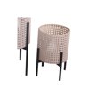 thumbnail image 4 of Lattice Round Metal Planter with Tubular Base, Set of 3, Black and Beige- Saltoro Sherpi, 4 of 4