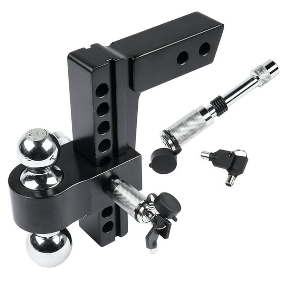 Mustrod Aluminum Trailer Hitch Adjustable Fits 2-inch Receiver 12500LBS 8 Inch Drop/Rise with Double Key Locks