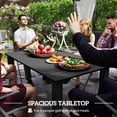 thumbnail image 3 of 59" Outdoor Patio Dining Table, Black Metal Slatted Tabletop with Umbrella Hole, Seats Six, Robust Powder-Coated Steel Garden Table for Backyard, Balcony, and Poolside Use, 3 of 7