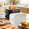 thumbnail image 3 of Toaster Cover 2 Slice, Cream Striped Dustproof Bakeware Oven Protector with Top Hook, Modern Farmhouse Cream White Stripes Waterproof Small Kitchen Appliance Toasters Dust Cover, 12"x7.5"x8", 3 of 9
