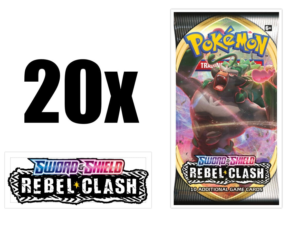 Pokemon Tcg Sword Shield Rebel Clash Booster Packs Twenty Count Booster Pack Lot Pokemon Trading Card Game Walmart Com Walmart Com