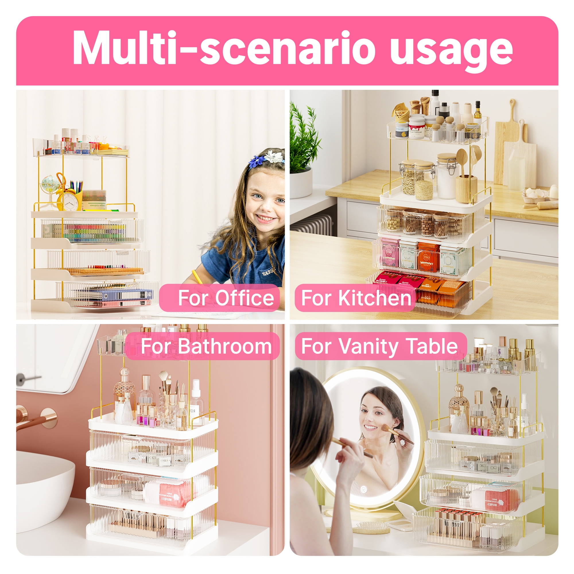 Yoneston 4-Tier Vanity Organizer with 3 Drawers