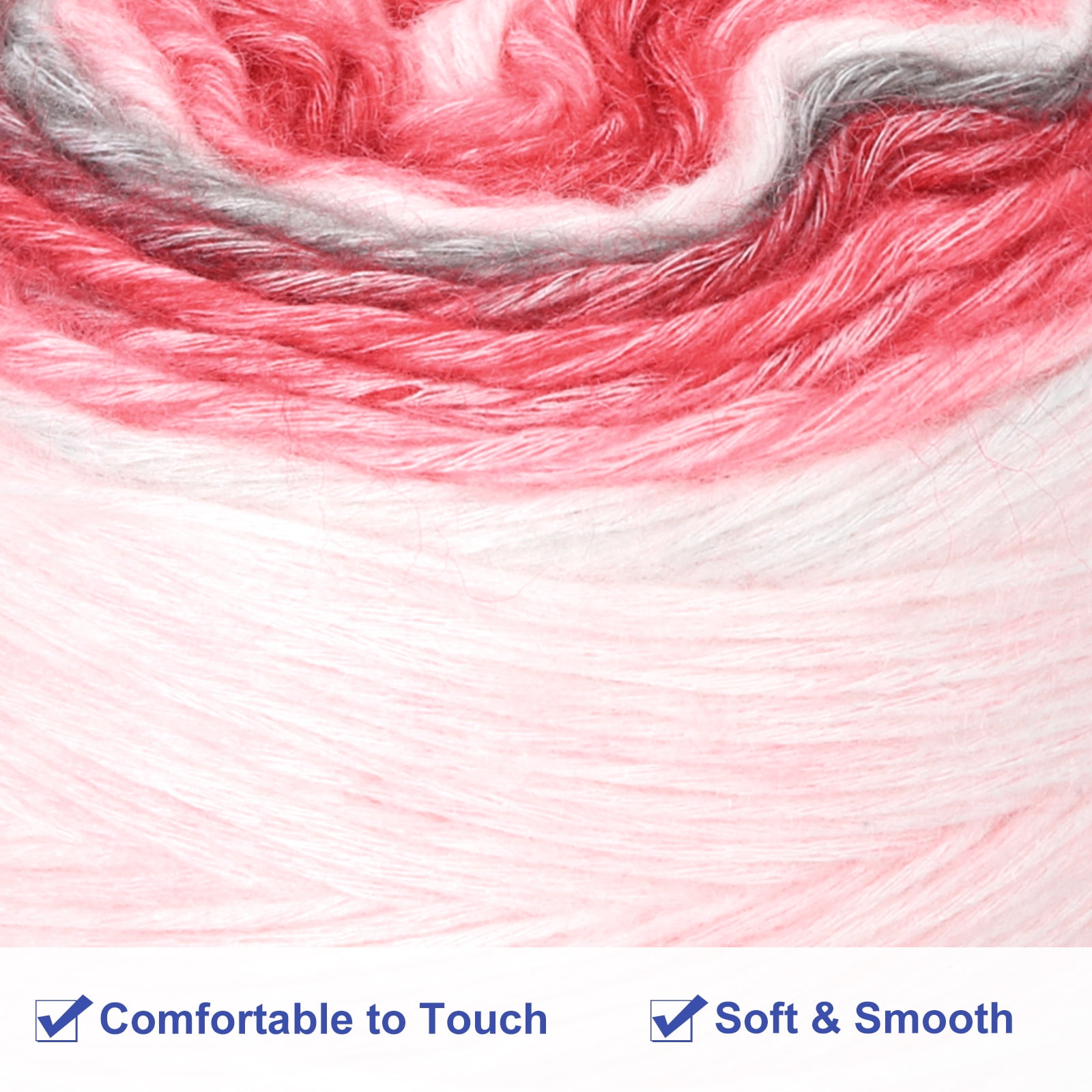 3Pack 100g Gradient Cake Cotton Yarns Soft Rainbow Yarn Mixed Dark Red (300g)