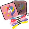 thumbnail image 1 of Kit de cartera Needlepoint Craftiloo para niños, bordado con unicornios, 1 of 5