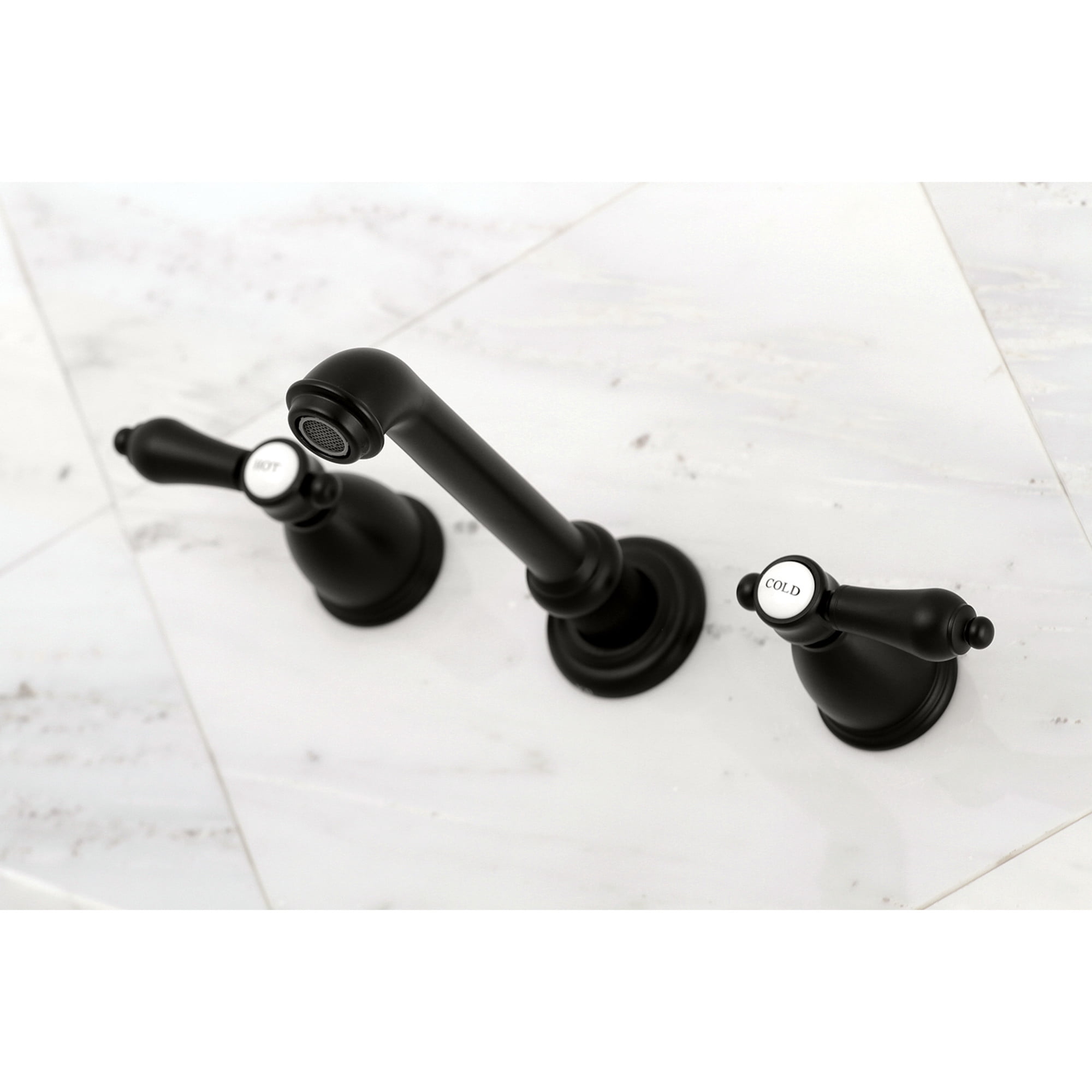 Kingston Brass KS7020BAL Heirloom Two-Handle Wall Mount Roman Tub Faucet, Matte Black