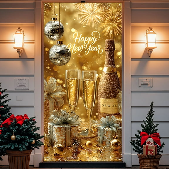 Happy Newyear Door Cover Decoration Door Cover Door Hanging Party Decoration Door Cover Tapestry