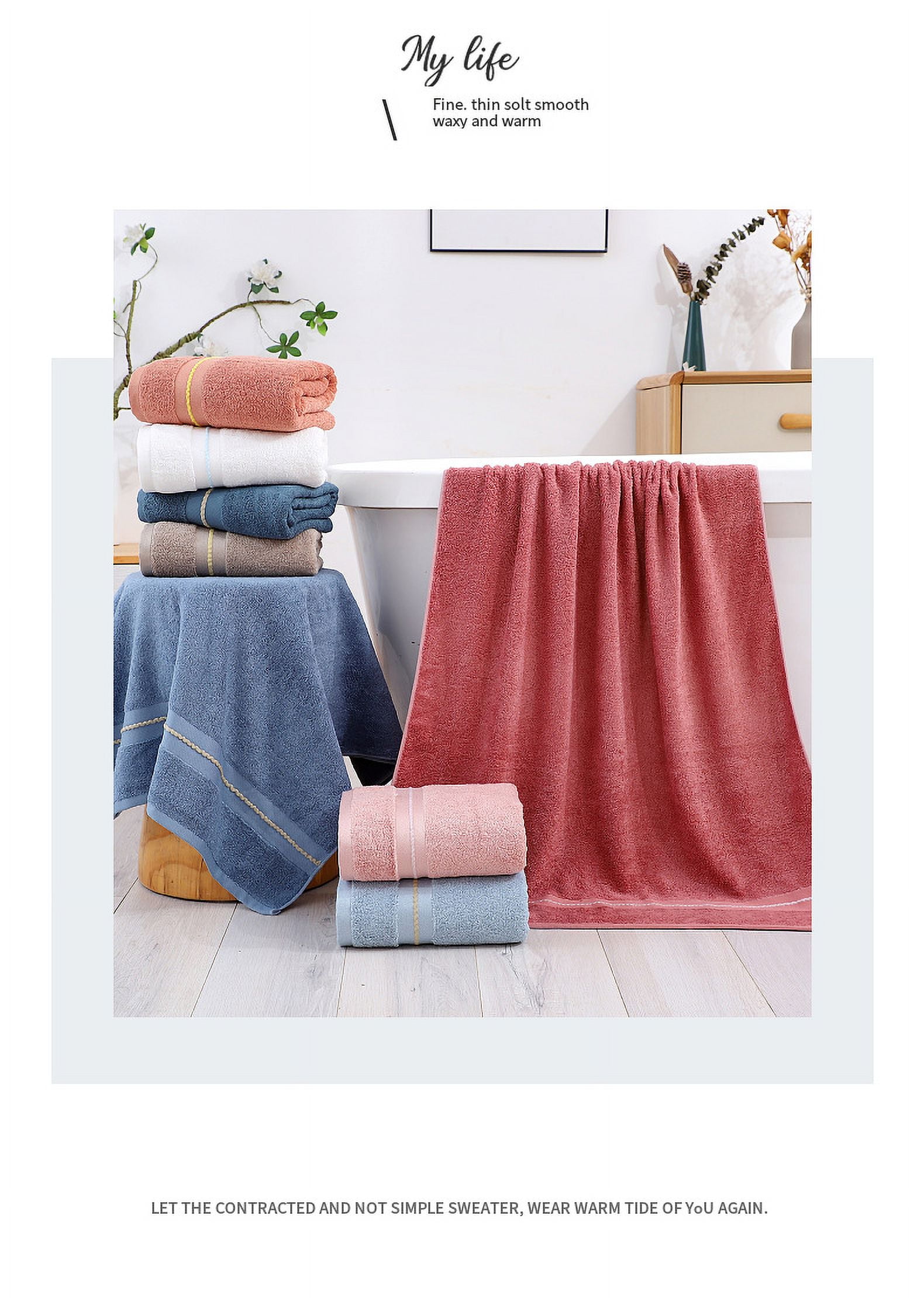 Nvzi Towels 6Piece 13.39x29.13inch Perfect Everyday Shower Towels, Light Weight, Bamboo fiber towel for Your Bathroom for Bathroom and Powder Room (Baby blue)