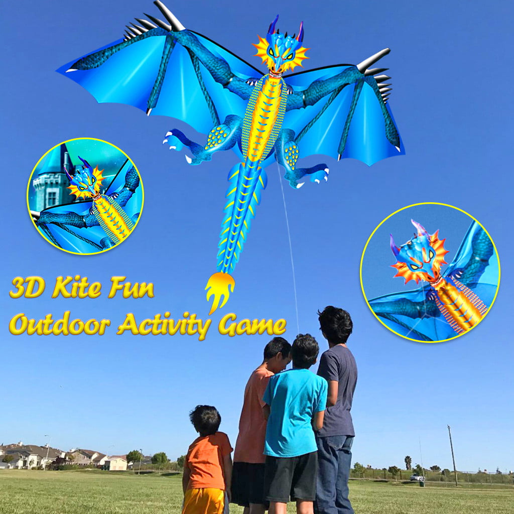 3D Kite Kids Toy Fun Outdoor Flying Activity Game Children With Tail Outdoor. 