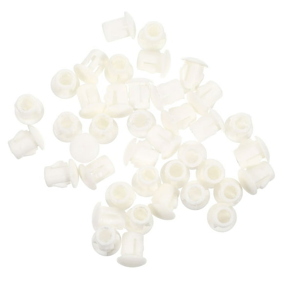 PAMINGONO 100Pcs White Nylon Hole Plugs for Furniture Panel Smoothing Type Round