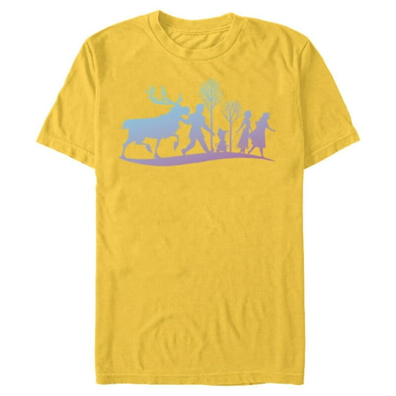 Disney Frozen 2 Characters Gradient Silhouette - Short Sleeve Blended T-Shirt for Adults - Customized-Yellow