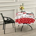 thumbnail image 7 of SKYSONIC Couple Owl Valentine Round Tablecloth 60inch with Lace Indoor Wrinkle Free, Love Cute Heart Shape Circular Table Cover Washable Farmhouse Tabletop for Kitchen Dining Decor, 7 of 7