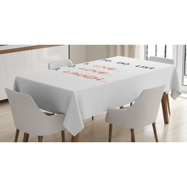 Ambesonne Live Laugh Love Tablecloth Rectangular Table Cover, Do List, 60"x90", Navy Blue Scarlet