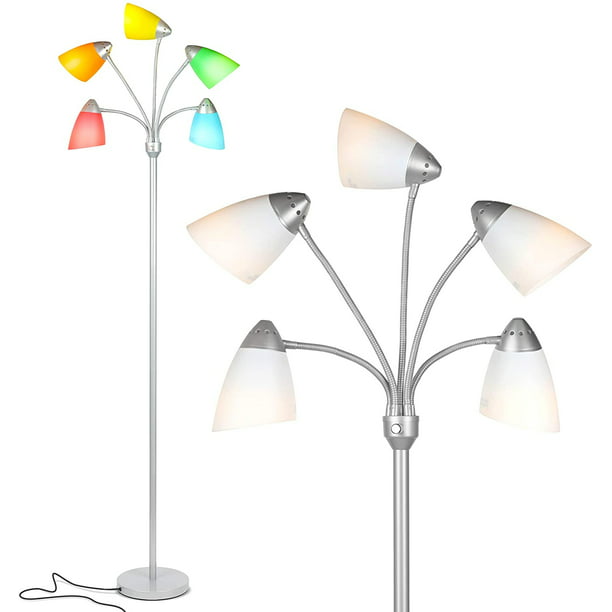Brightech Medusa Led Floor Lamp Multi, Mainstays 5 Light Multi Head Floor Lamp Silver With Multicolor Shade