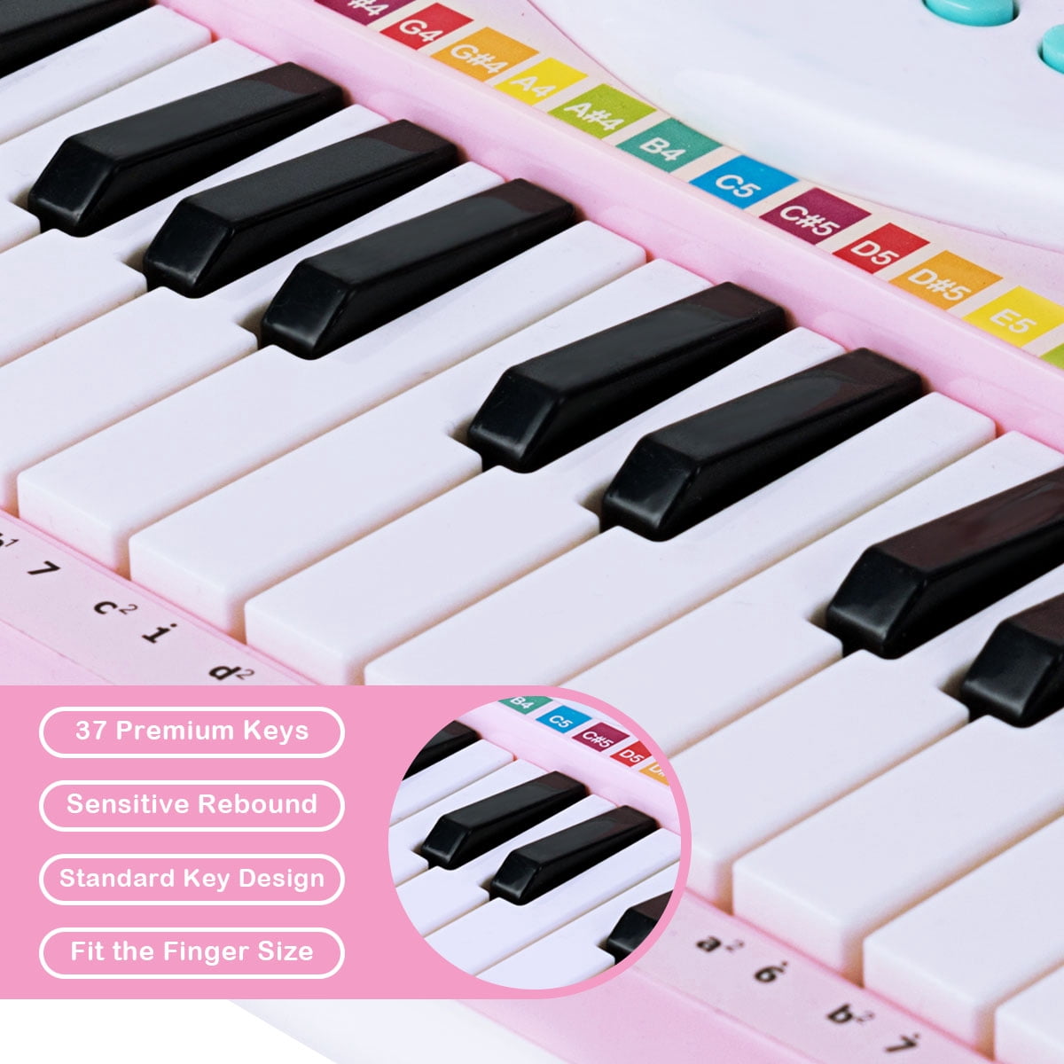 Costway 37-Key Toy Keyboard Piano Electronic Musical Instrument Pink