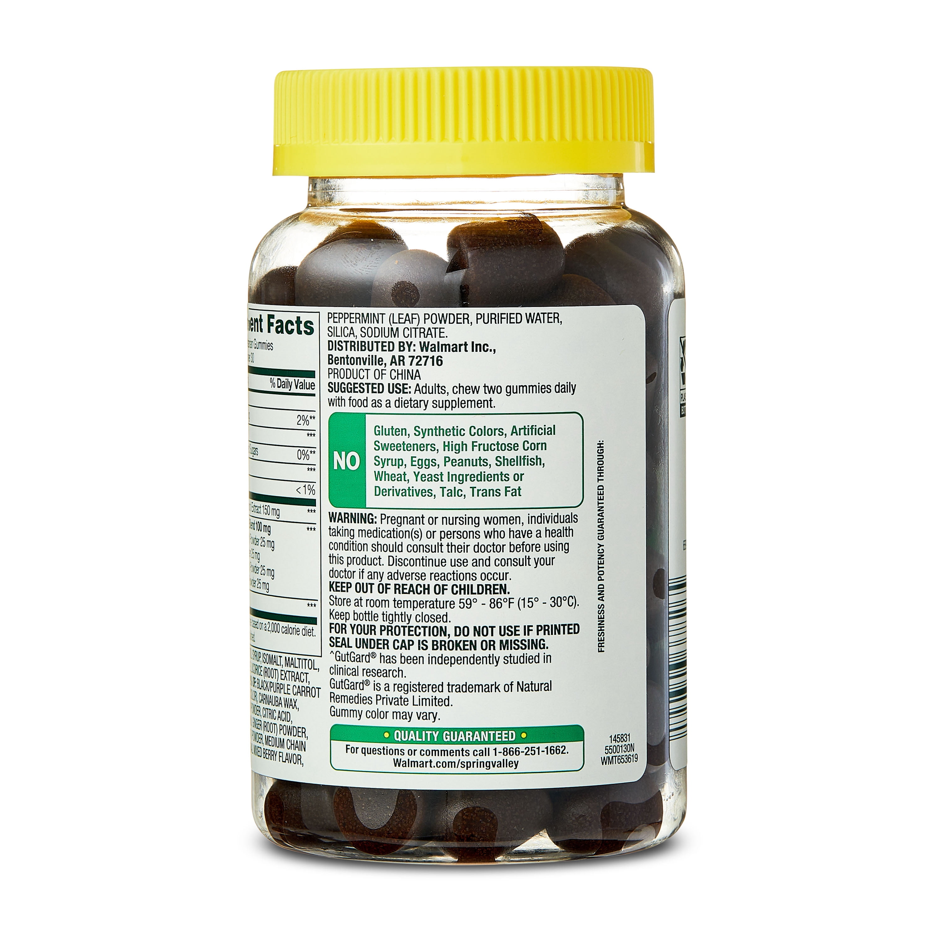 Spring Valley Reflux Guard with Peppermint, Natural Mixed Berry Flavor, 60 Vegetarian Gummies