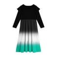thumbnail image 4 of Abcomgle Girls Maxi Dresses Casual Patchwork Ruffle Long Sleeve Girls Long Dresses Gradient Crew Neck Sundresses Basic Tiered Dresses with Pockets,7-8 Years Mint Green, 4 of 5