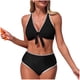 thumbnail image 2 of Tankini Moda Mujer Sin Mangas Patchwork Bikini Traje de Baño Push-Up Acolchado Traje de Baño Blusa Pantalones Cuello en V Nudo Delantero Conjuntos de Dos Piezas Traje de Baño de Dos Piezas para Mujer, 2 of 7