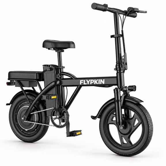 FLYPKIN 14 Inch Foldable Ebike for Adults Teens, 500W Motor, 19MPH, 48V Removable Battery, 30 Miles Range, UL2849 Certified Folding Electric Bicycle